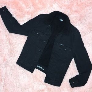 Faux fur denim jacket